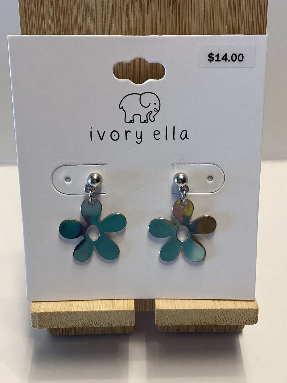Ivory Ella Silver Iridescent Flower Drop Earrings